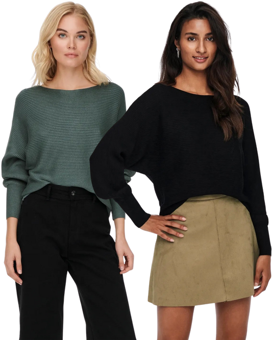 Only Pullover mit Fledermausärmel Doppelpack
