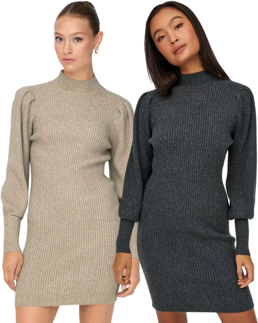 Only langarm Kleid aus Strick Doppelpack