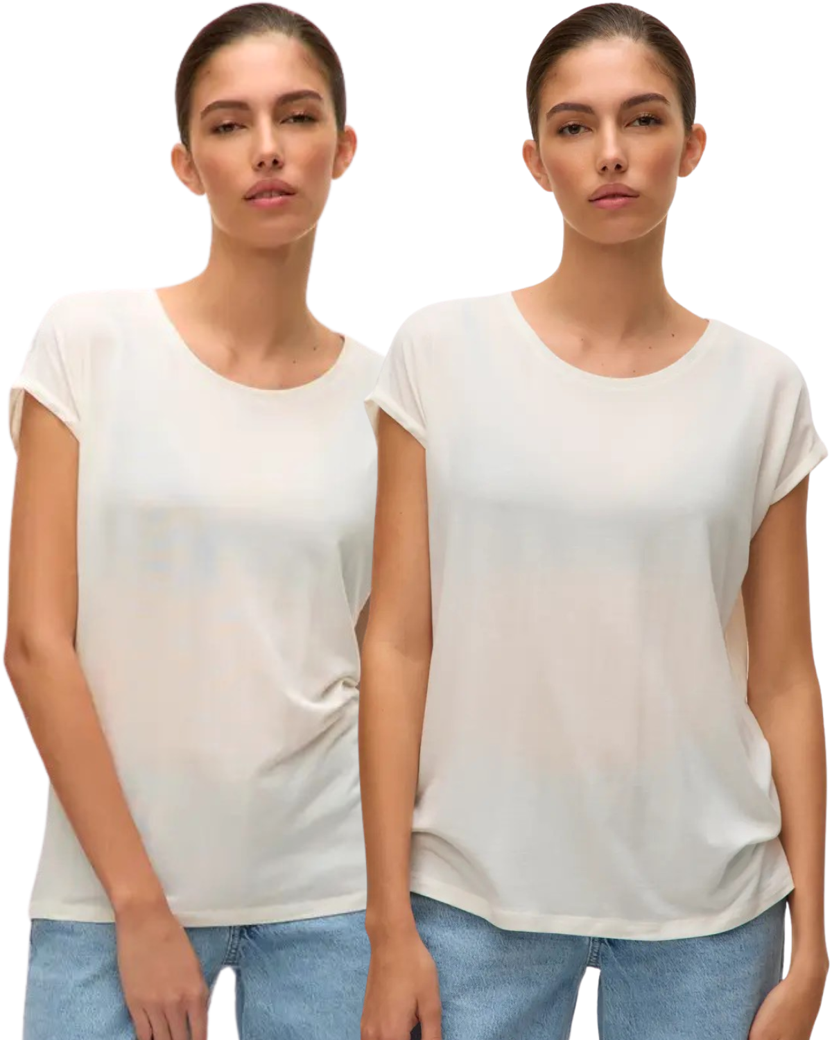 Vero Moda T-Shirt Stilvolles Shirt mit Rundhalsausschnitt Doppelpack