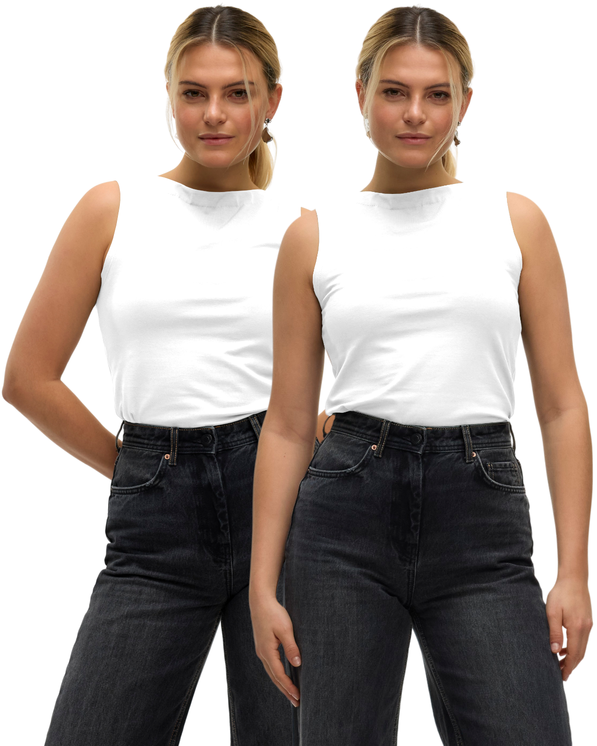 Vero Moda Basic High Neck Tanktop Doppelpack