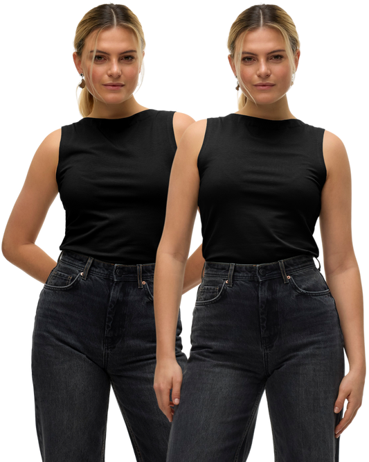 Vero Moda Basic High Neck Tanktop Doppelpack