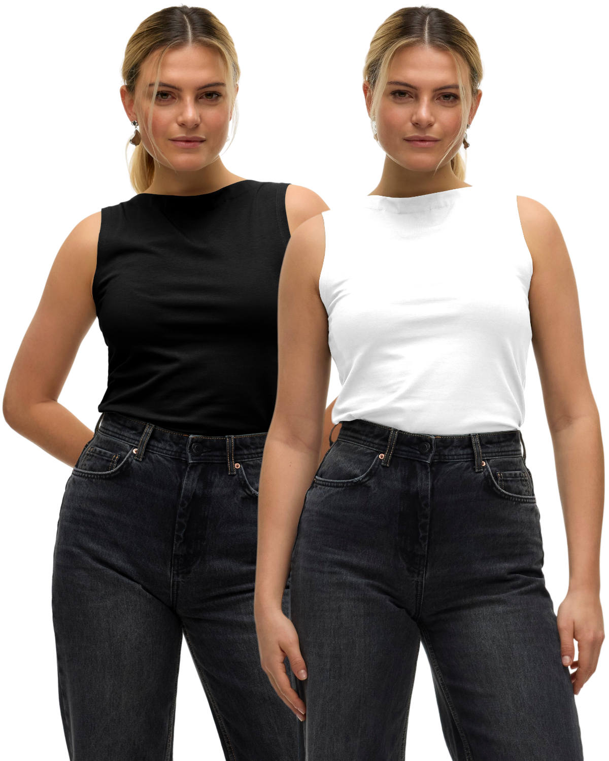 Vero Moda Basic High Neck Tanktop Doppelpack