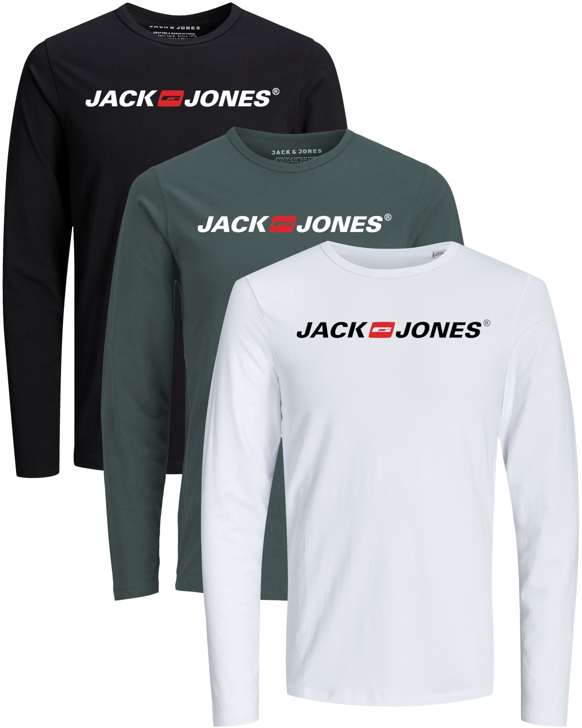 Jack & Jones 3er Pack Langarmshirt