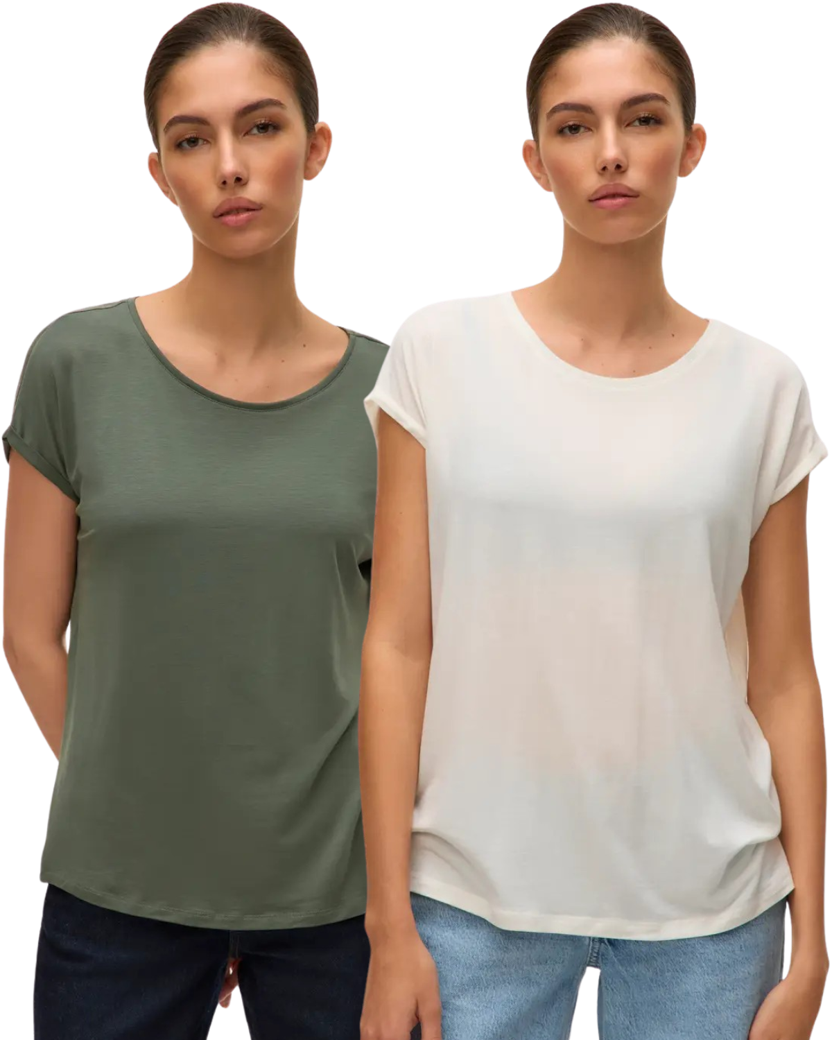 Vero Moda T-Shirt Stilvolles Shirt mit Rundhalsausschnitt Doppelpack