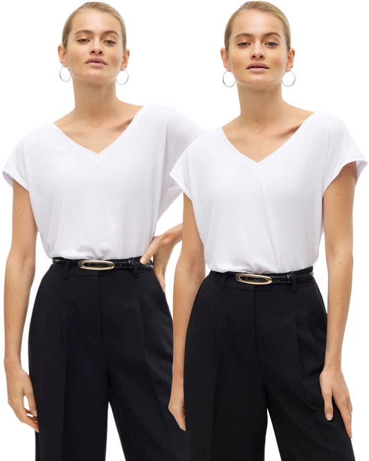 Vero Moda Basic T-Shirt V-Ausschnitt Doppelpack