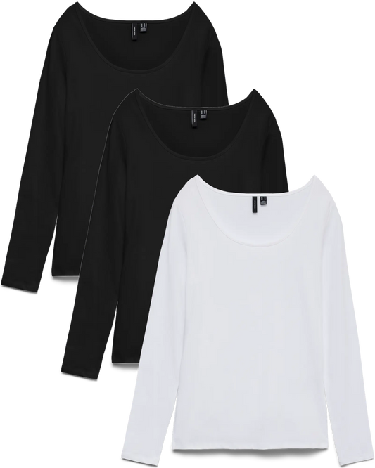 Vero Moda Basic Langarmshirt 3er Pack