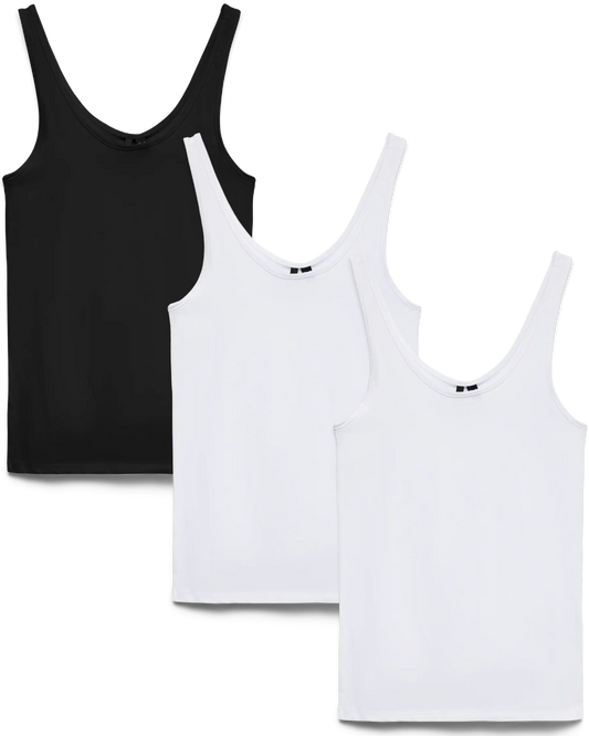 Vero Moda Basic Tanktop mit tiefen Rückenausschnitt 3er Pack