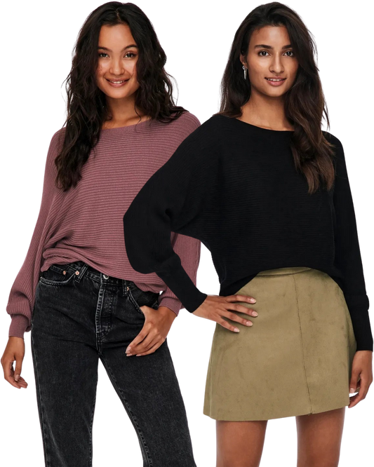 Only Pullover mit Fledermausärmel Doppelpack