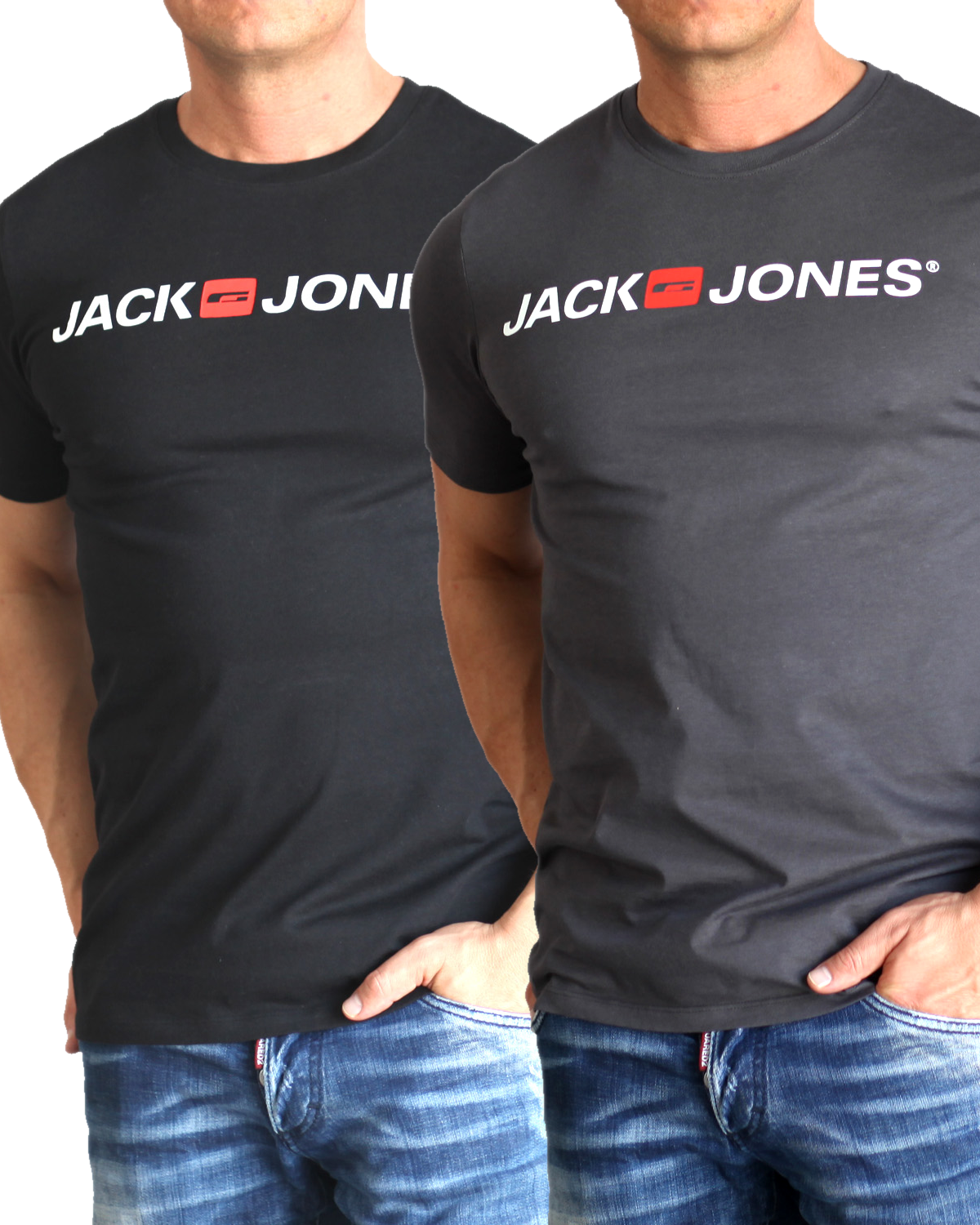 Jack & Jones T-Shirt Logo Shirt mit Printdruck Doppelpack