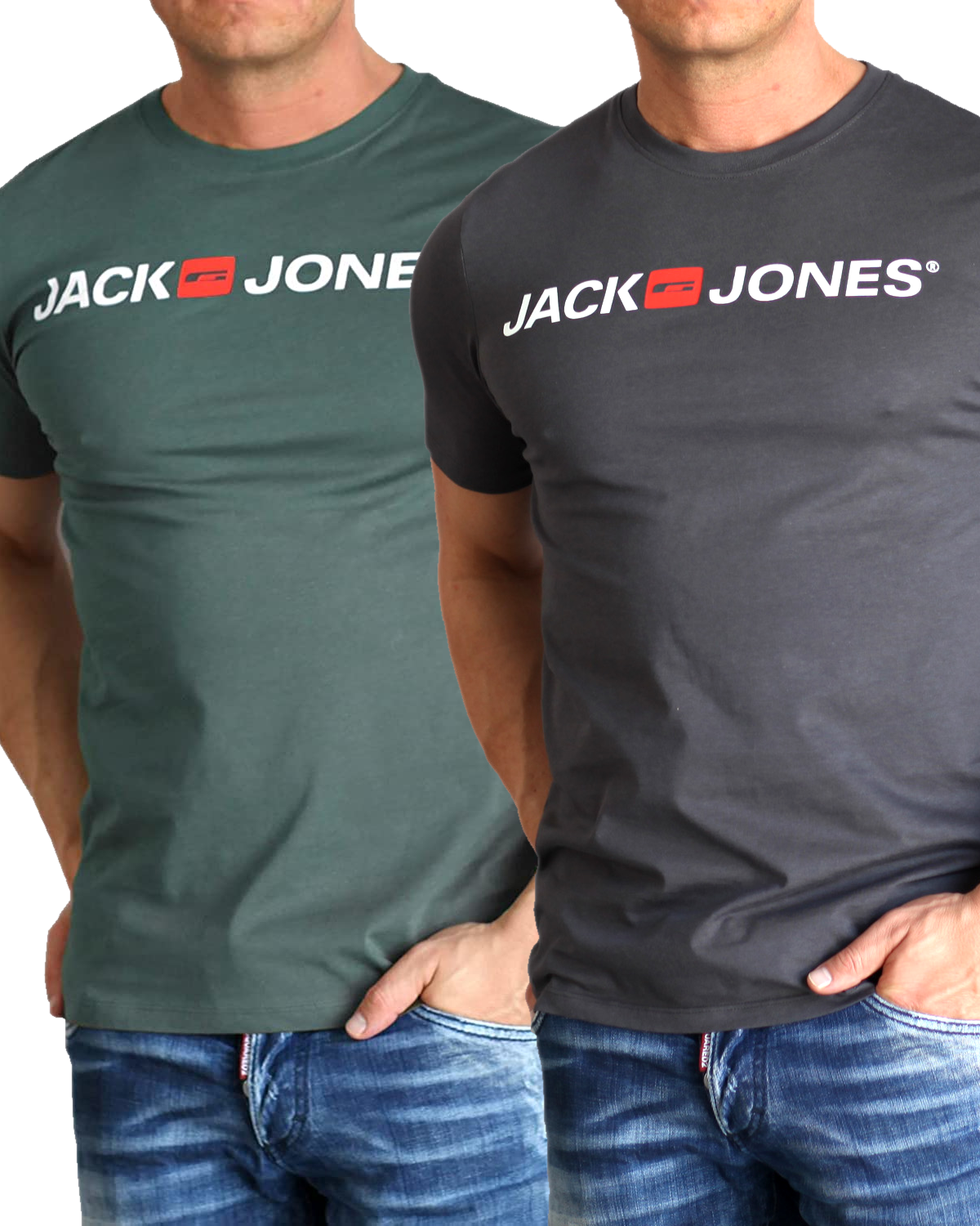Jack & Jones T-Shirt Logo Shirt mit Printdruck Doppelpack