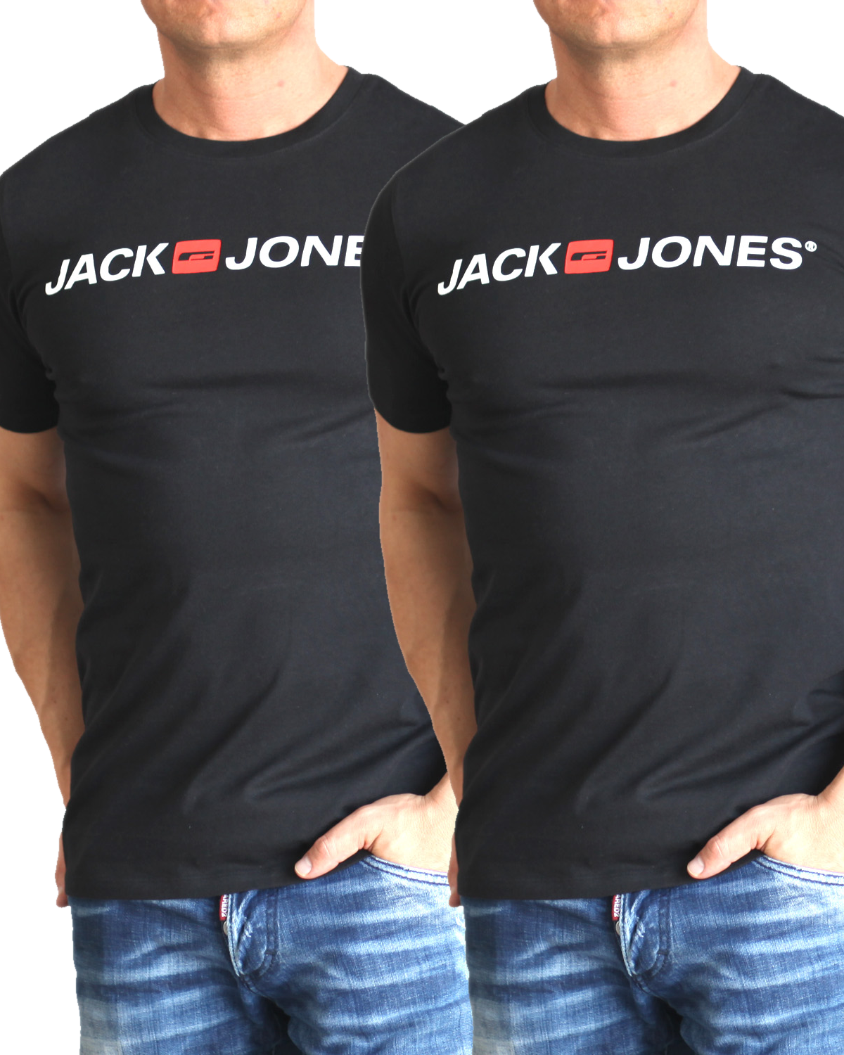 Jack & Jones T-Shirt Logo Shirt mit Printdruck Doppelpack