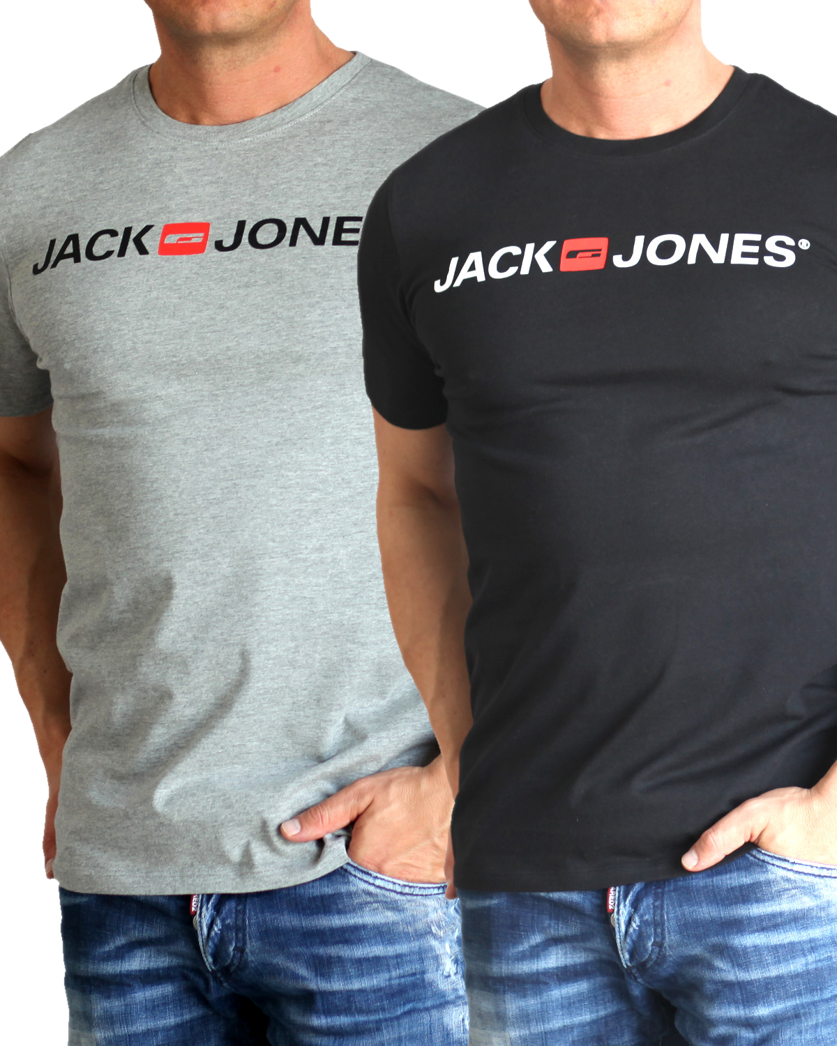 Jack & Jones T-Shirt Logo Shirt mit Printdruck Doppelpack