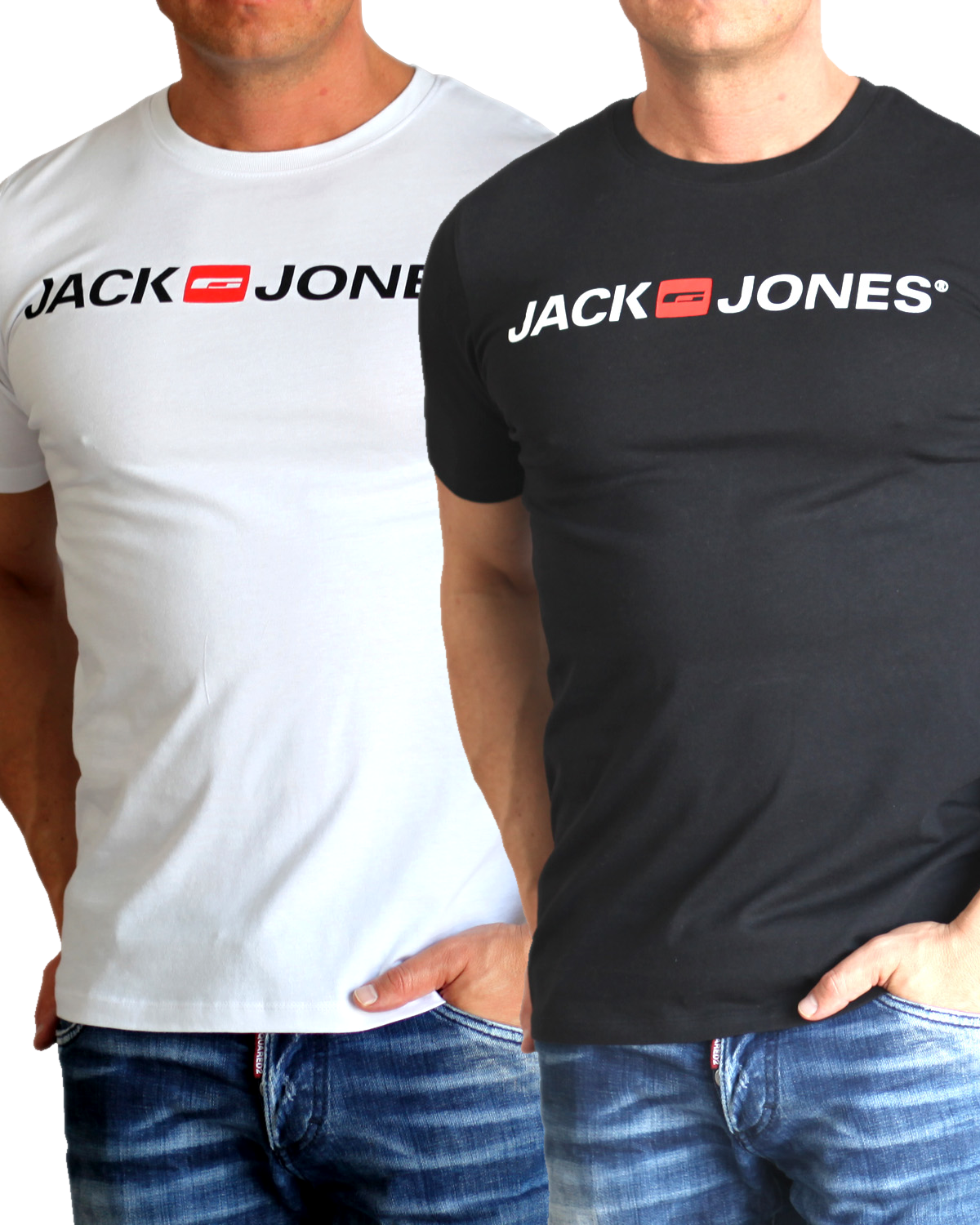 Jack & Jones T-Shirt Logo Shirt mit Printdruck Doppelpack