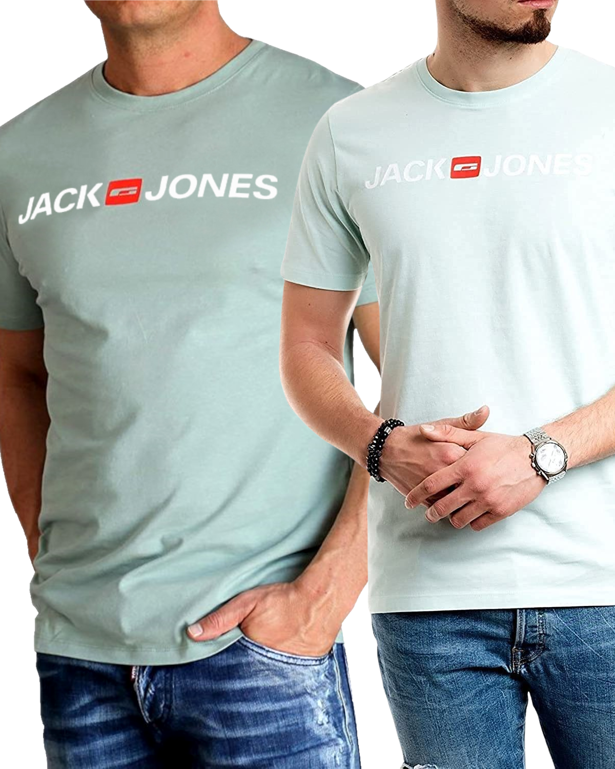 Jack & Jones T-Shirt Logo Shirt mit Printdruck Doppelpack