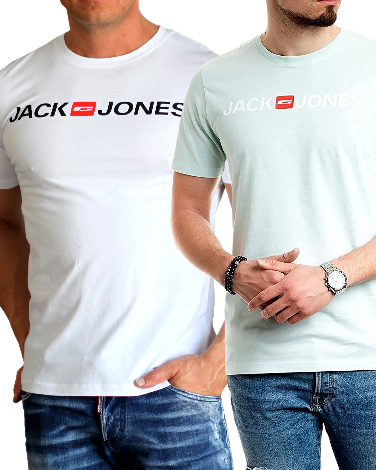 Jack & Jones T-Shirt Logo Shirt mit Printdruck Doppelpack
