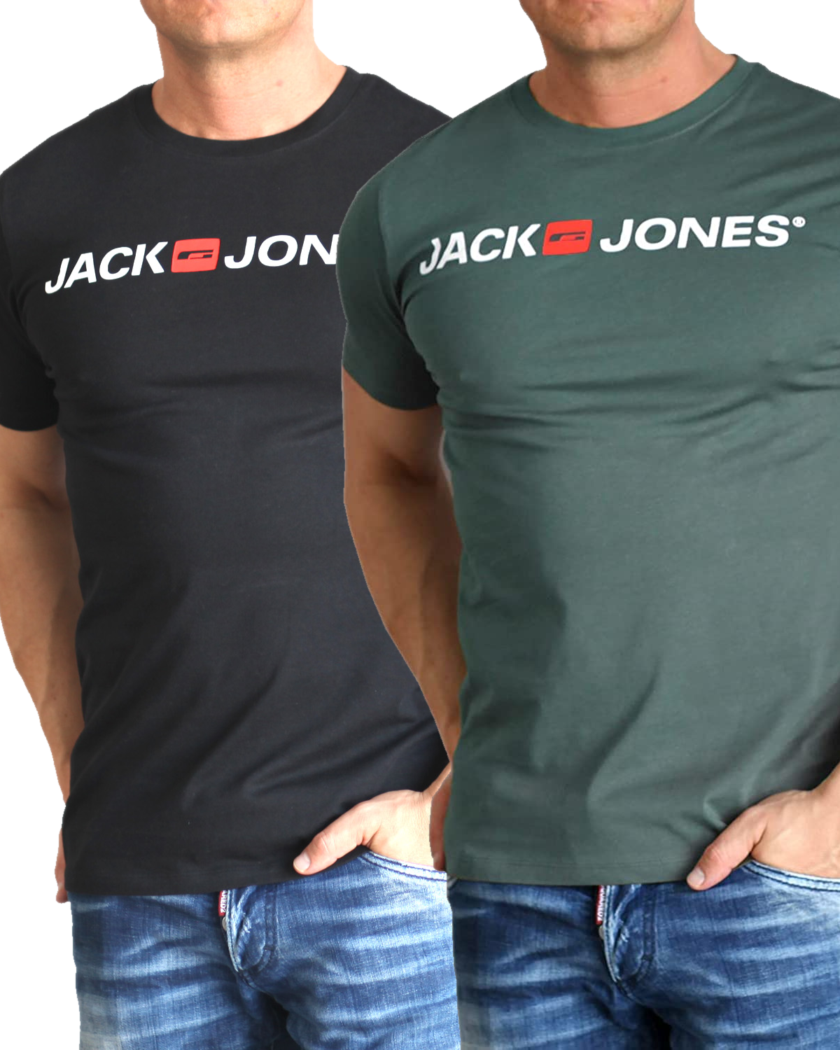 Jack & Jones T-Shirt Logo Shirt mit Printdruck Doppelpack