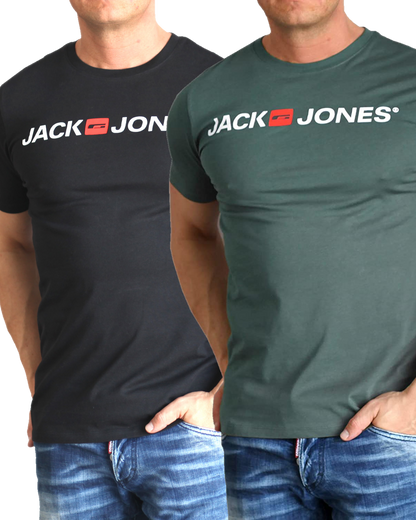 Jack & Jones T-Shirt Logo Shirt mit Printdruck Doppelpack