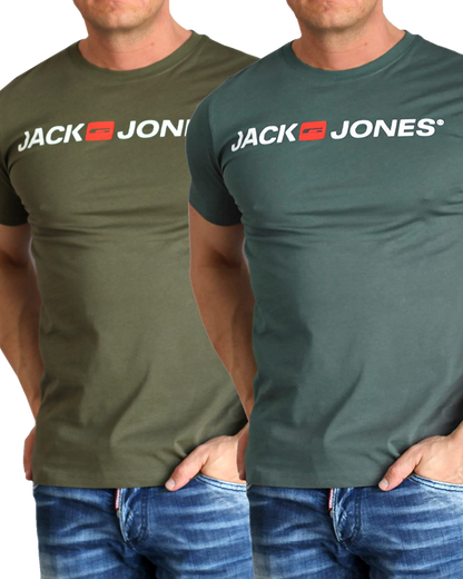 Jack & Jones T-Shirt Logo Shirt mit Printdruck Doppelpack