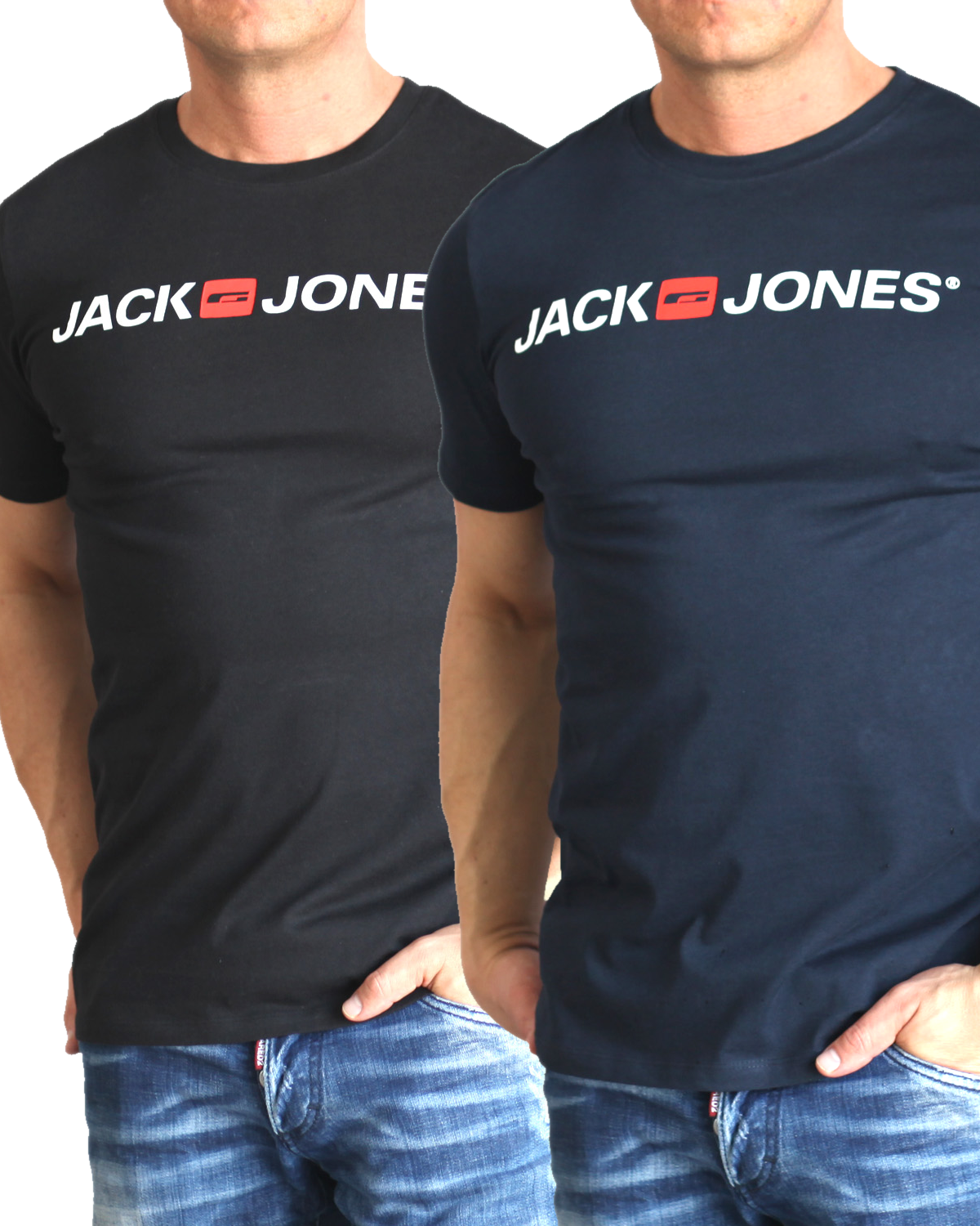 Jack & Jones T-Shirt Logo Shirt mit Printdruck Doppelpack