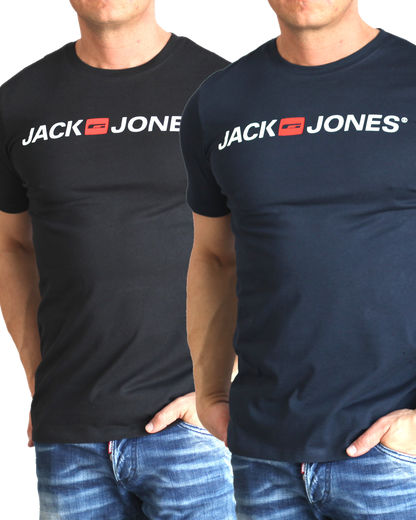 Jack & Jones T-Shirt Logo Shirt mit Printdruck Doppelpack
