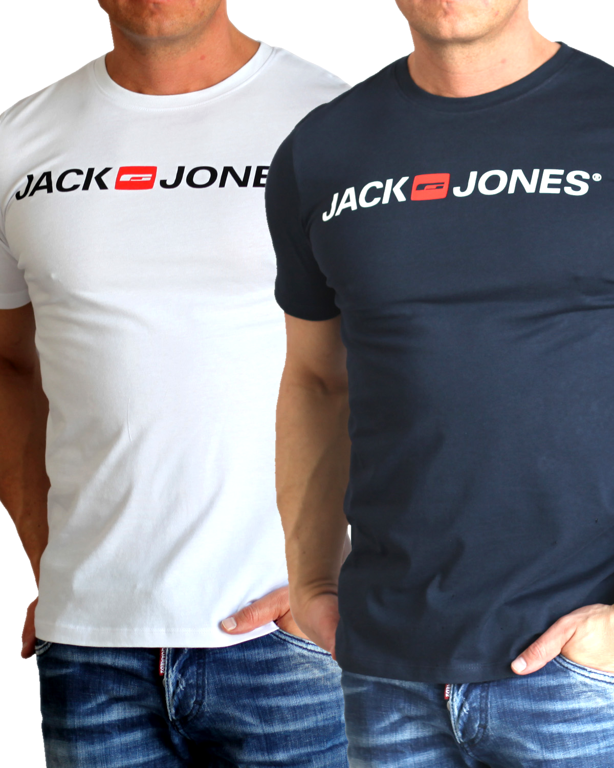 Jack & Jones T-Shirt Logo Shirt mit Printdruck Doppelpack