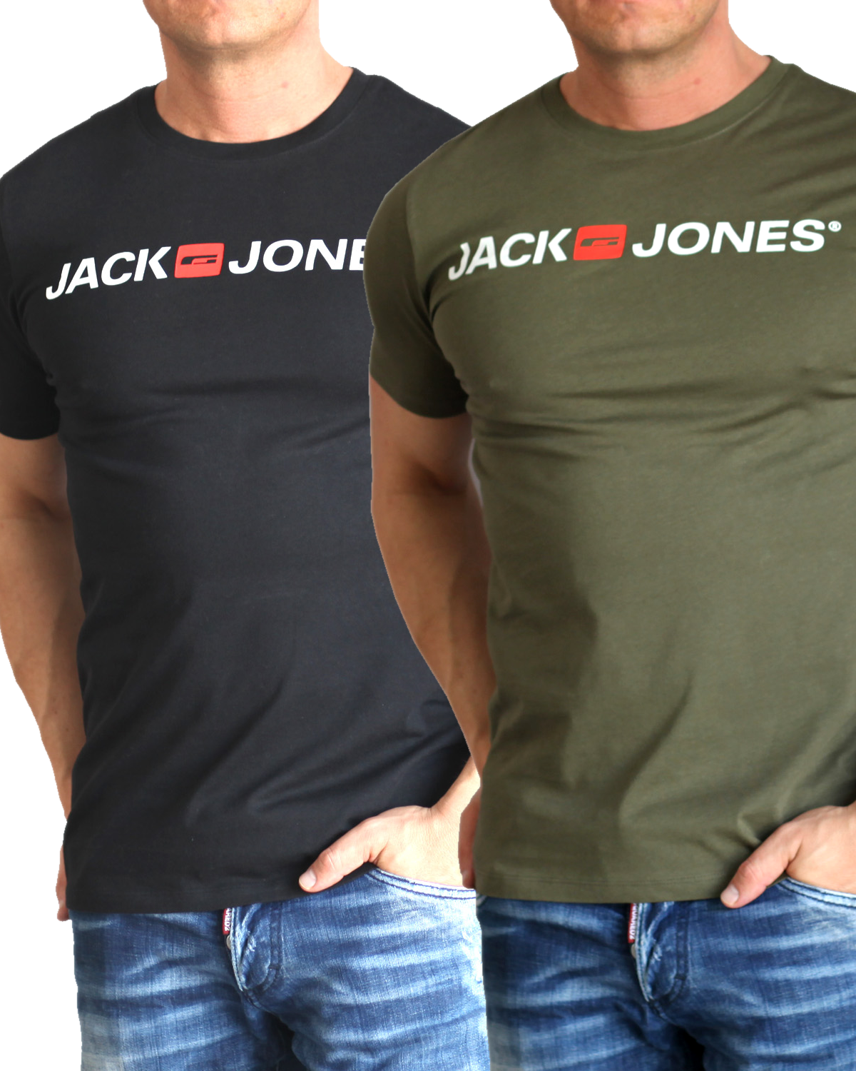 Jack & Jones T-Shirt Logo Shirt mit Printdruck Doppelpack