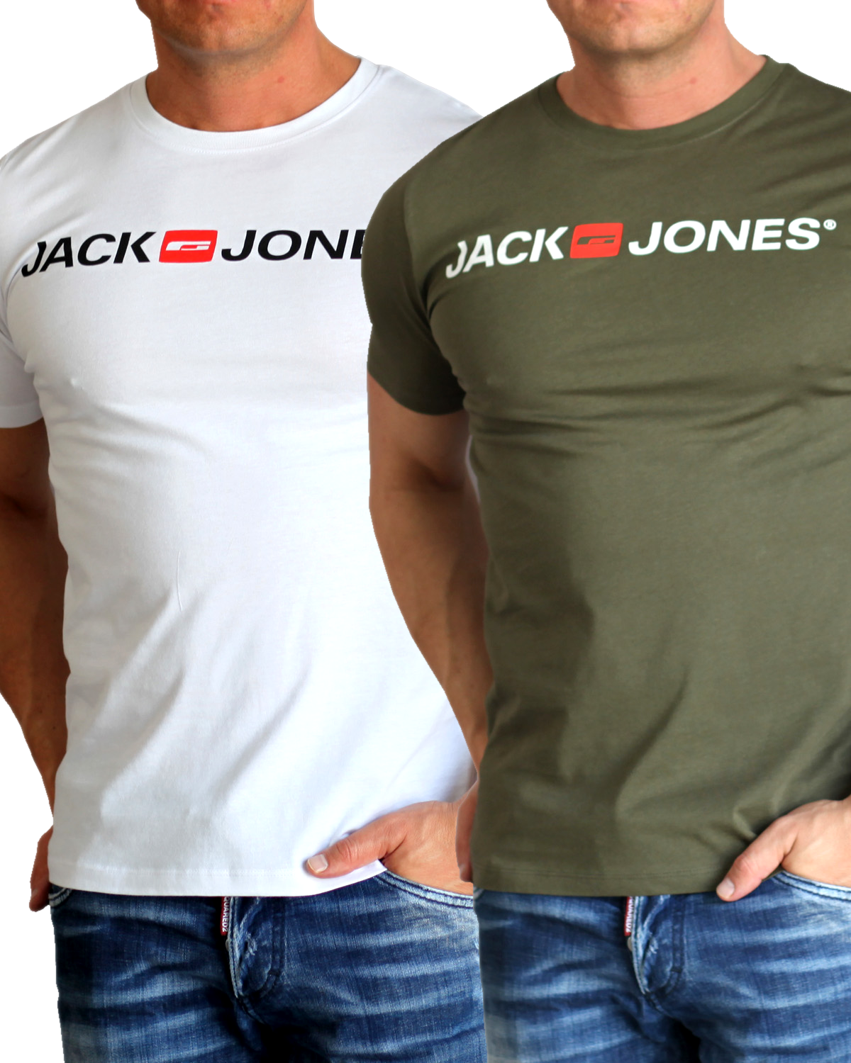 Jack & Jones T-Shirt Logo Shirt mit Printdruck Doppelpack