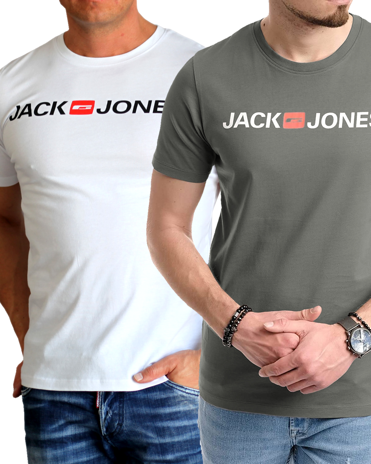 Jack & Jones T-Shirt Logo Shirt mit Printdruck Doppelpack