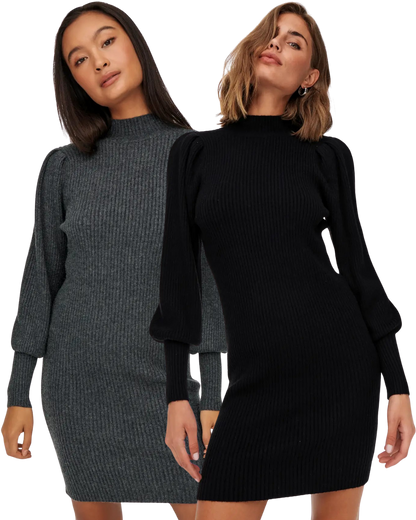 Only langarm Kleid aus Strick Doppelpack