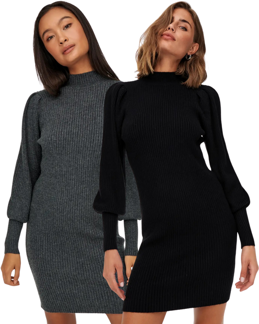 Only langarm Kleid aus Strick Doppelpack