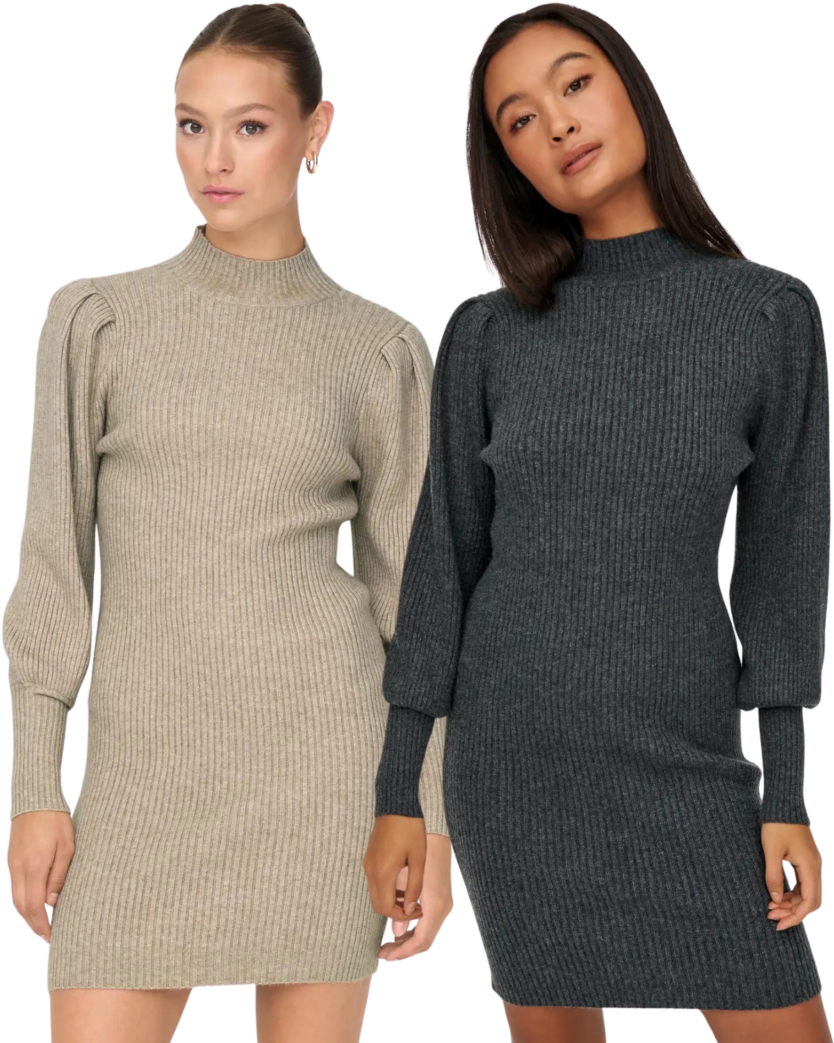 Only langarm Kleid aus Strick Doppelpack