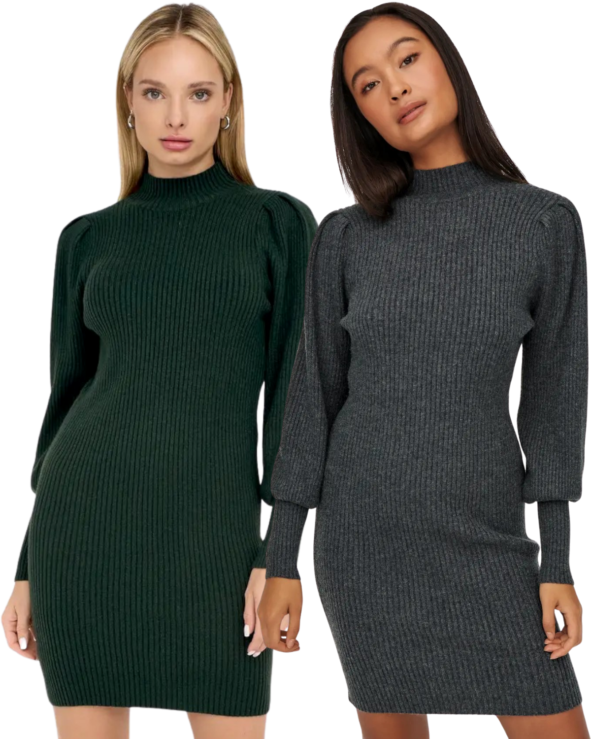 Only langarm Kleid aus Strick Doppelpack