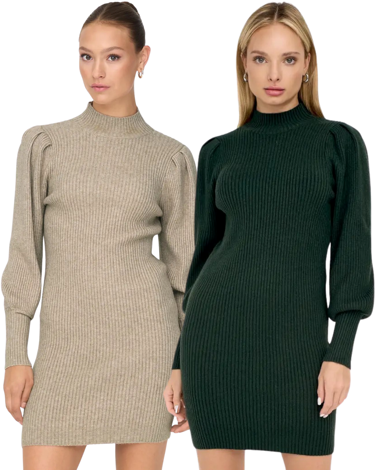 Only langarm Kleid aus Strick Doppelpack