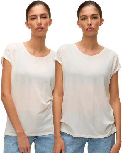 Vero Moda T-Shirt Stilvolles Shirt mit Rundhalsausschnitt Doppelpack