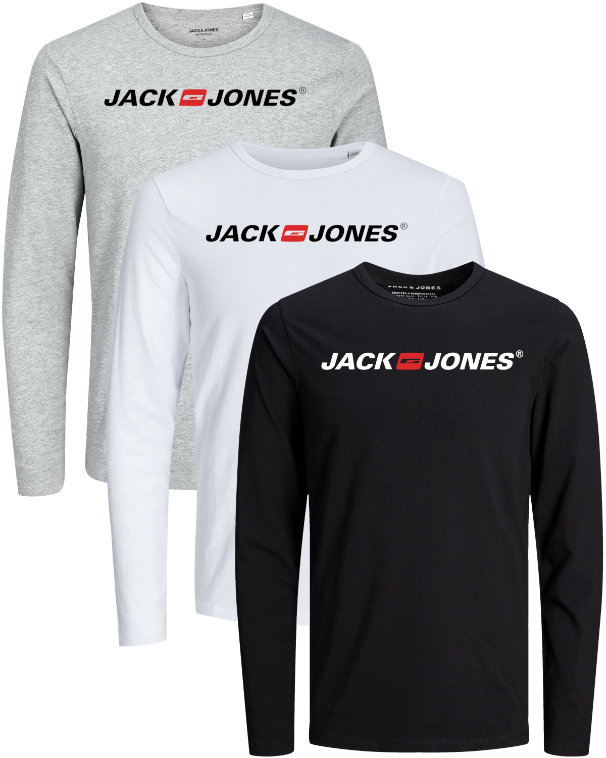 Jack & Jones 3er Pack Langarmshirt