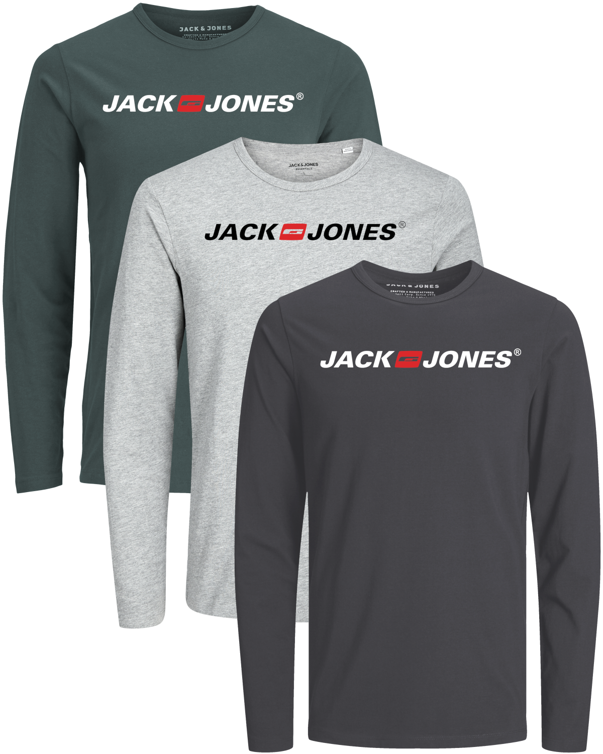 Jack & Jones 3er Pack Langarmshirt