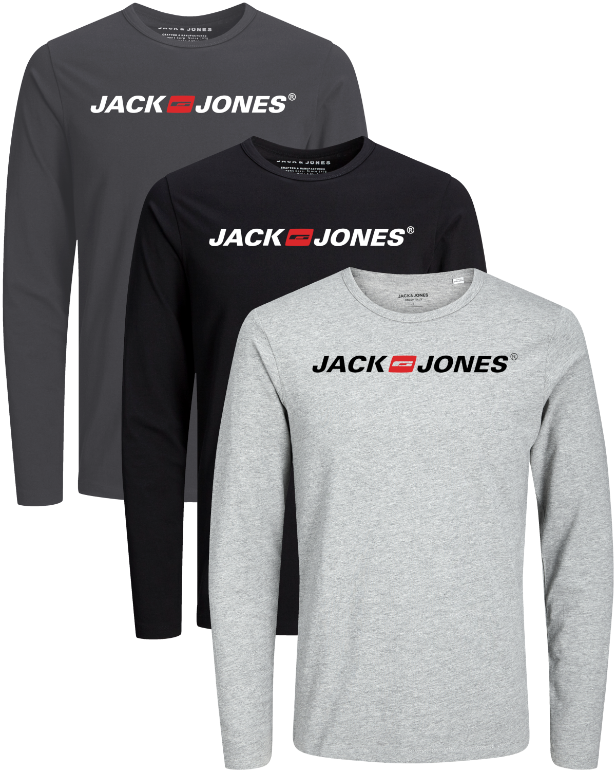 Jack & Jones 3er Pack Langarmshirt