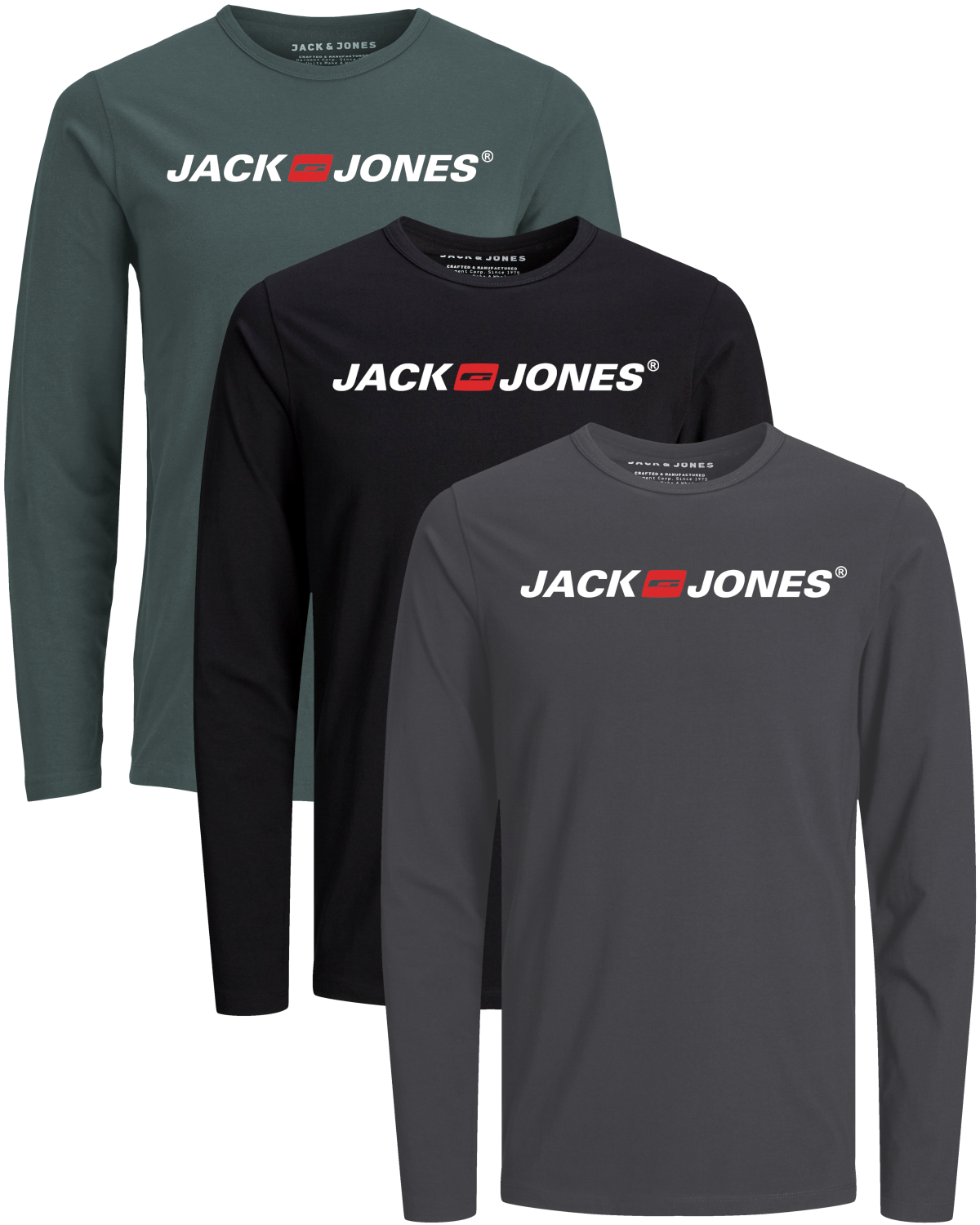 Jack & Jones 3er Pack Langarmshirt