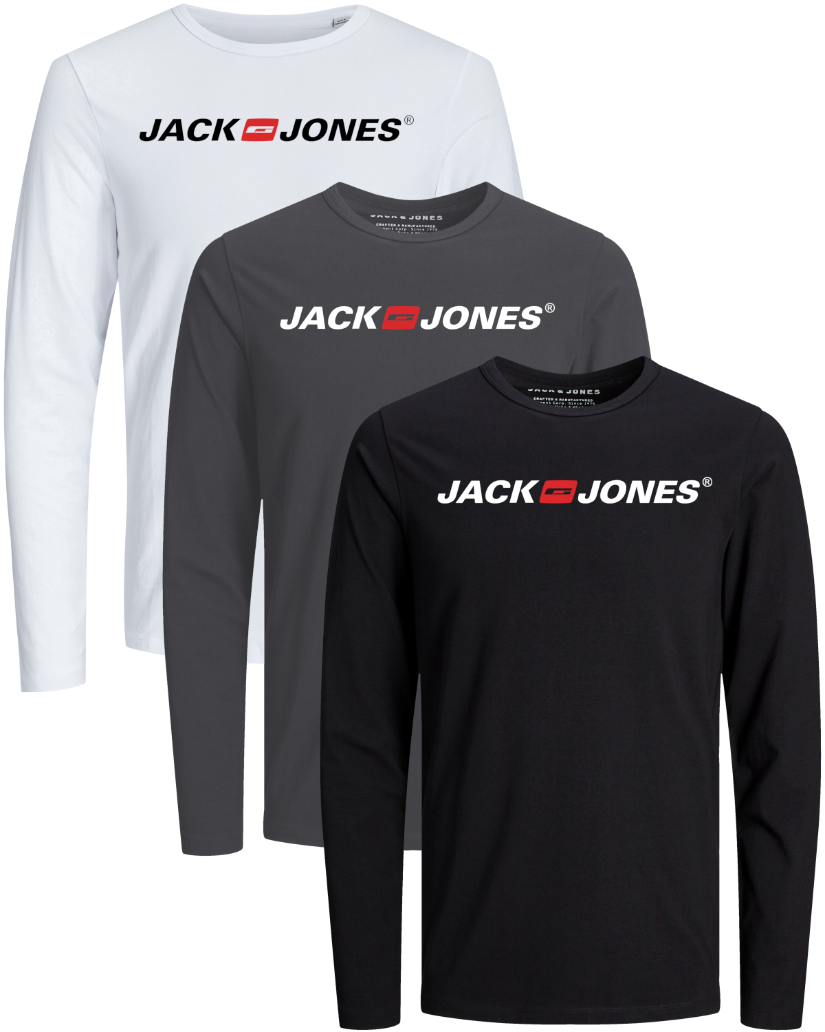 Jack & Jones 3er Pack Langarmshirt