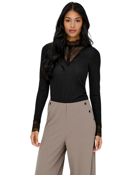 Only Tilde Glitter Shirt mit Spitze