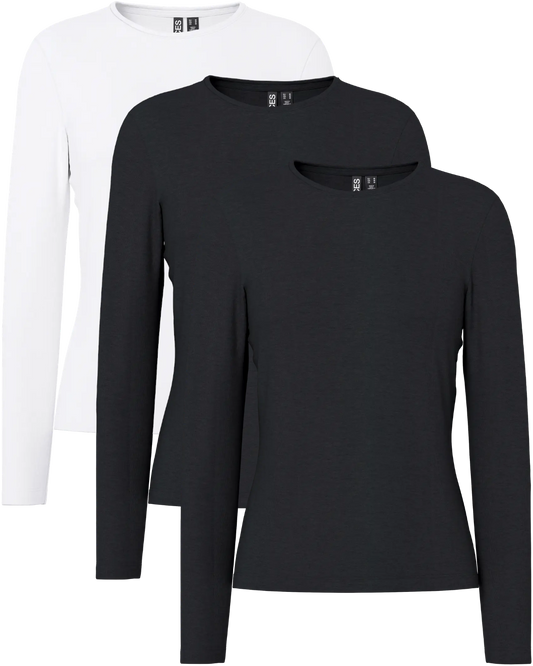 Pieces Basic Langarmshirt im 3er Pack