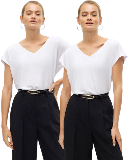 Vero Moda Basic T-Shirt V-Ausschnitt Doppelpack